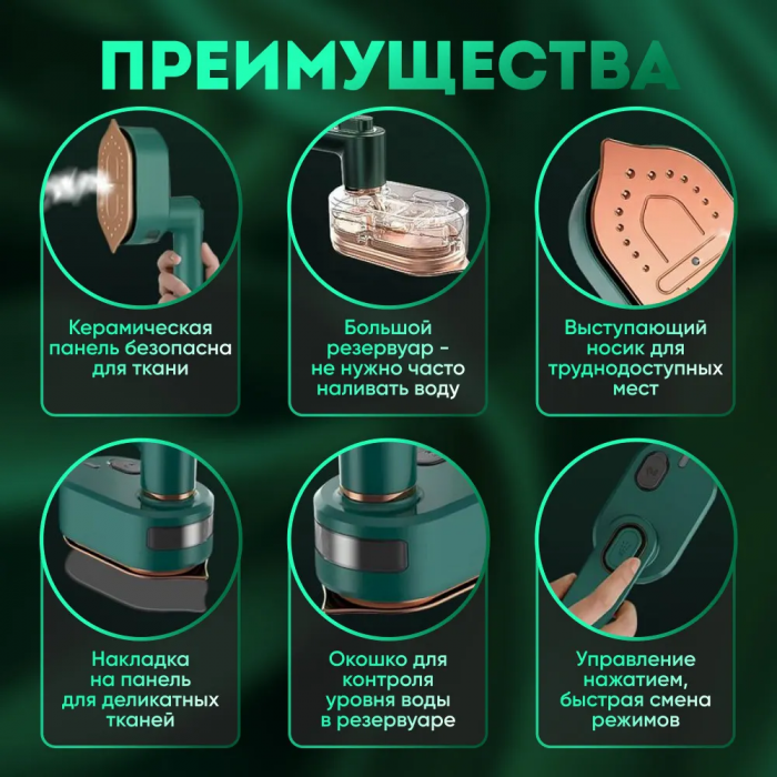 Портативный дорожный утюг с функцией отпаривания 220V